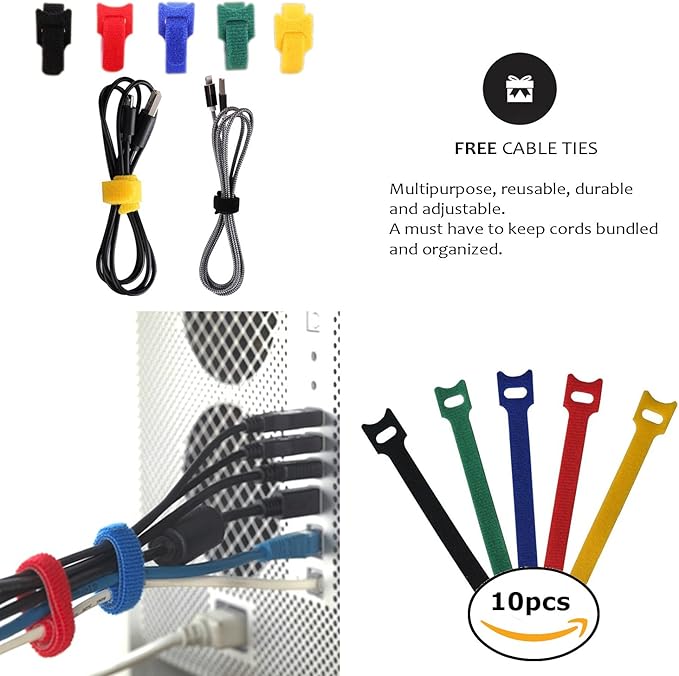 Premium 120" Cable Management Sleeve, Best Cords Organizer for TV On Wall, Computer, Office, DIY Adjustable Reversible Black and White Neoprene Cord Hider Wire Cover Concealer Wrap with Free Zip Ties