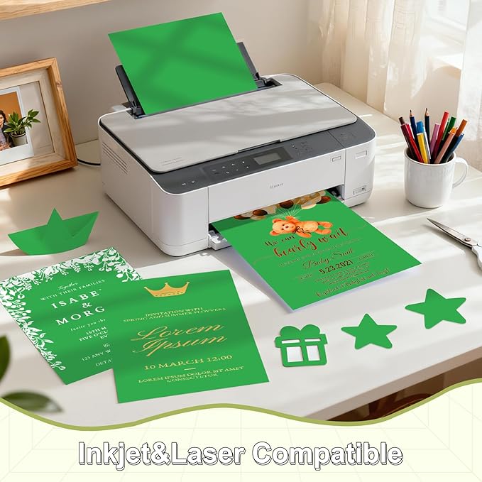 40 Sheets Cardstock 8.5x11, 65lb Dark Green Card Stock, Construction Paper, 180gsm Thick Printer Paper for Printing, Painting, Card Making, Kids School Supplies,Party Decorations