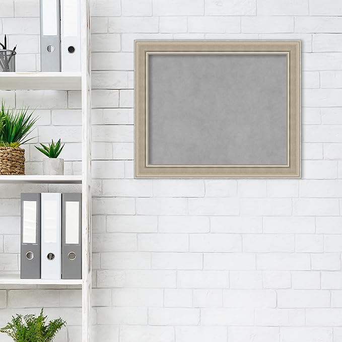 Amanti Art Silver Framed Magnetic Board 20x24 Small Vision Board for use with Magnets, 100% Metal Sheet to Display Items as Office Decor or for Home Organization in mudroom, Kitchen or Kids Room