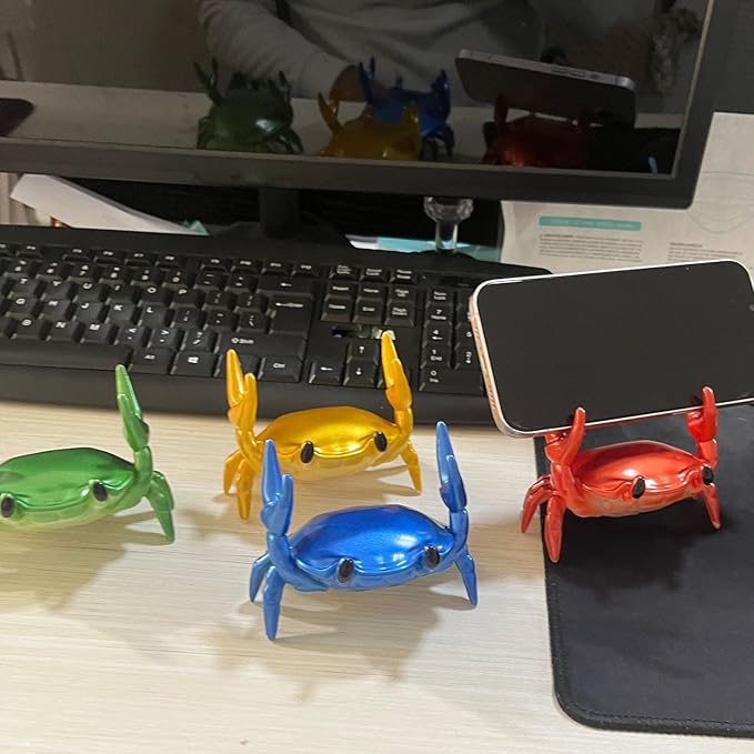 LOGUTIA Crab Phone Stand Ornament - Crab Pen & Pencil Holder In Red Reptile Phone Stand, Crab Statue, Resin Crab Ornament Red Crab Support(red)