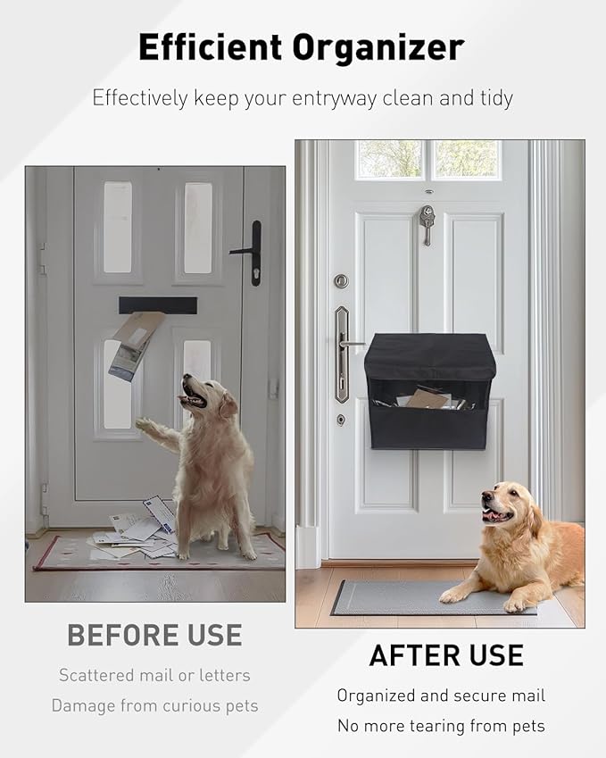 Uniclife Mail Slot Catcher for Door, Large Capacity Letter Catcher Letterbox Catcher, Front Door Mail Catcher with Hook and Loop Fasteners, Indoor Post Catcher Bag for Small Packages & Magazines