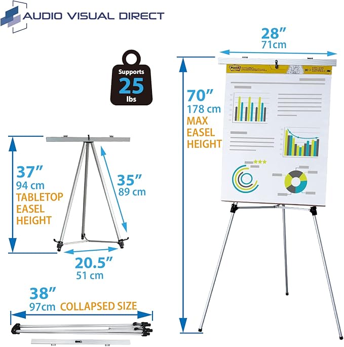 Lightweight Aluminum Flip-Chart Presentation Easel, Silver (10 Pack)