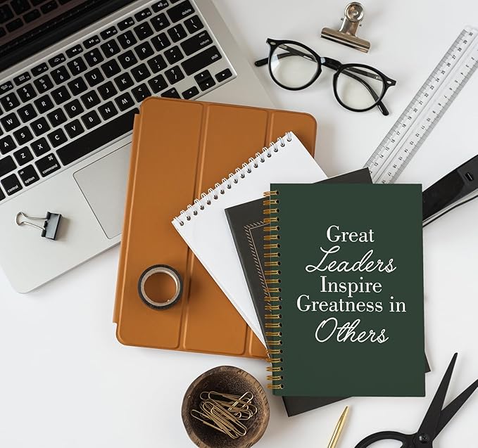 OXW Leadership Gifts Notebook Journal, Leader Gifts for Women Men, Meeting Notebook for Work, Thank You Gifts for Leader Boss Mentor Supervisor, Dark Green Spiral Notebook 5.5 x 8.3