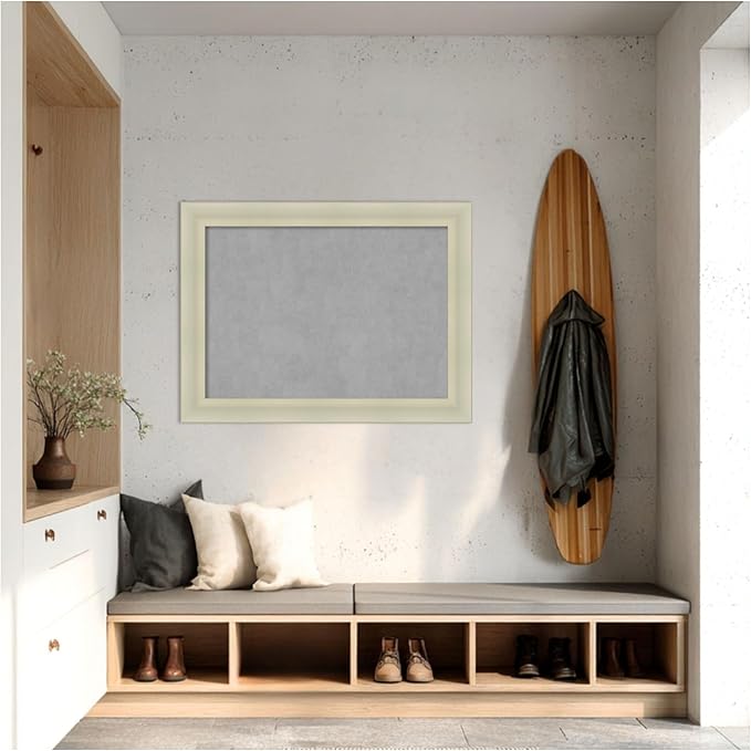 Amanti Art Silver Framed Magnetic Board 25x33 Medium Vision Board for use with Magnets, 100% Metal Sheet to Display Items as Office Decor or for Home Organization in mudroom, Kitchen or Kids Room