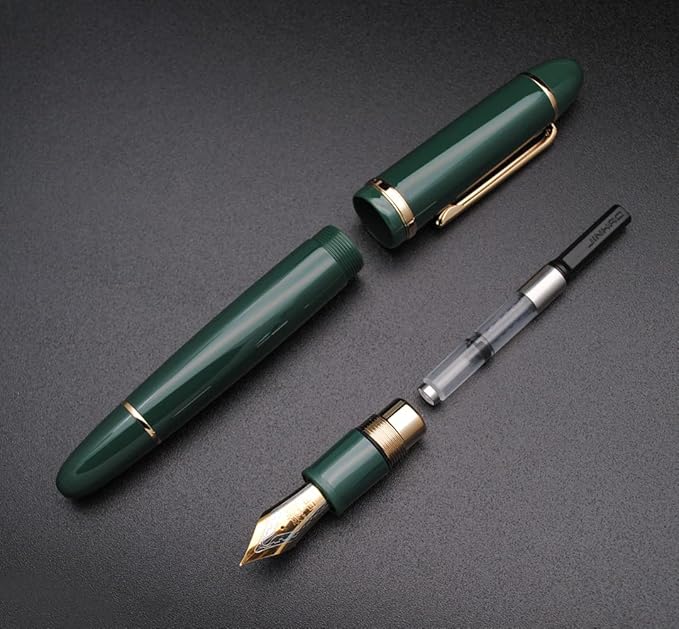 JINHAO X159 Fountain Pen (EF Nib 0.38mm, Dark Green with Gold Clip)