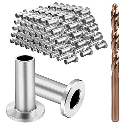 BLIKA 100 Pack Stainless Steel Protector Sleeves for 1/8" 5/32" or 3/16" Deck Cable Railing, for Wood/Composite Posts, T316 Marine Grade, Cable Railing Protector Sleeves