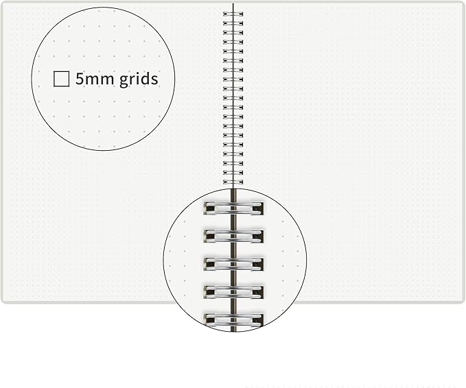 HULYTRAAT Large Dot Grid Spiral Notebook, 8.5" x 11", Premium 100gsm Ivory White Paper, Sturdy See-Through Cover, 128 Dotted Pages per Notebook(2 Pack) for Home, School, Office, Artist Writing/Drawing