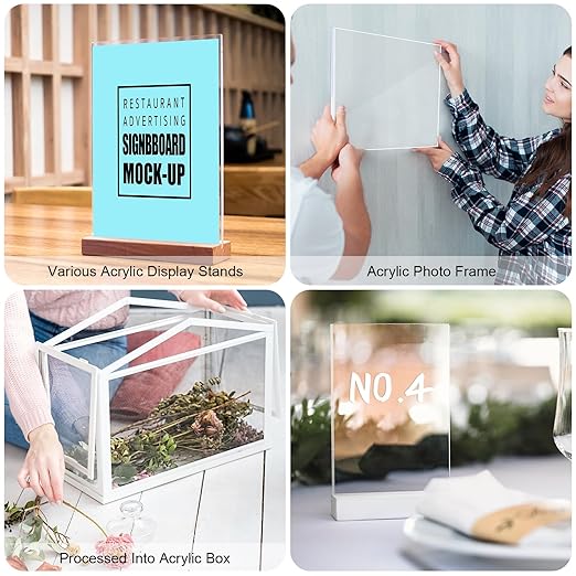 Roowest 3 Pcs 24 x 28 Inch, 1/4 Inch Thick Clear Acrylic Sheets Plastic Panels Sheets Cut to Size Cast Acrylic Board Panel with Protective Film for Craft DIY Projects Sign Frame