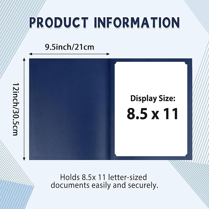 gisgfim 15Pcs Certificate Holders Diploma Covers Single Sided Gold Foil Border Award Certificate Covers for Letter Size 8.5x11 Certificates Cardstock Document Papers Storage Organizer (Navy Blue)