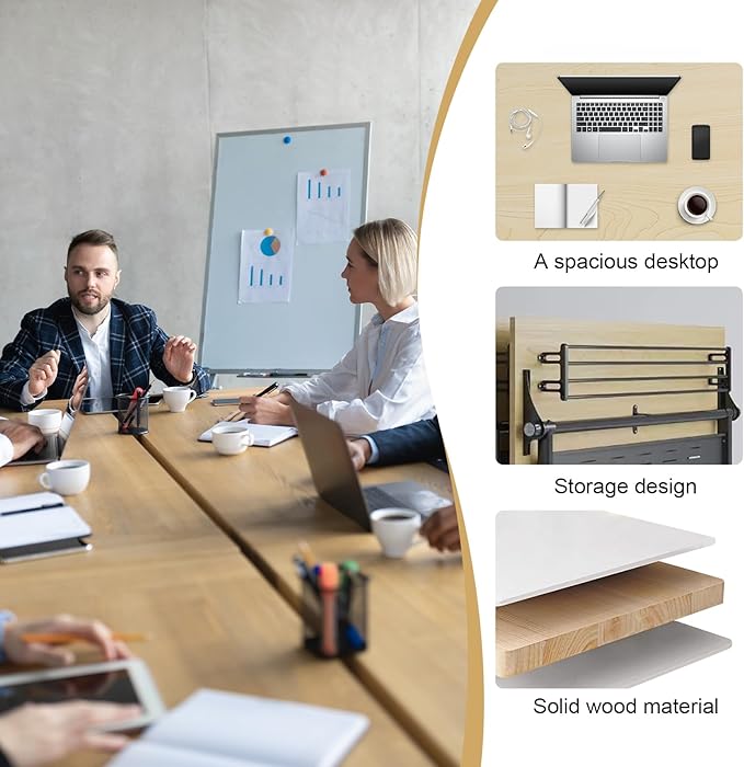 Conference Table,55.1''Folding Conference Room Table for 4-12 People,Mobile Flip Top MeetingTraining Table with Different Coulor and Styles for Offices, Classrooms,Meeting Room (8, E)