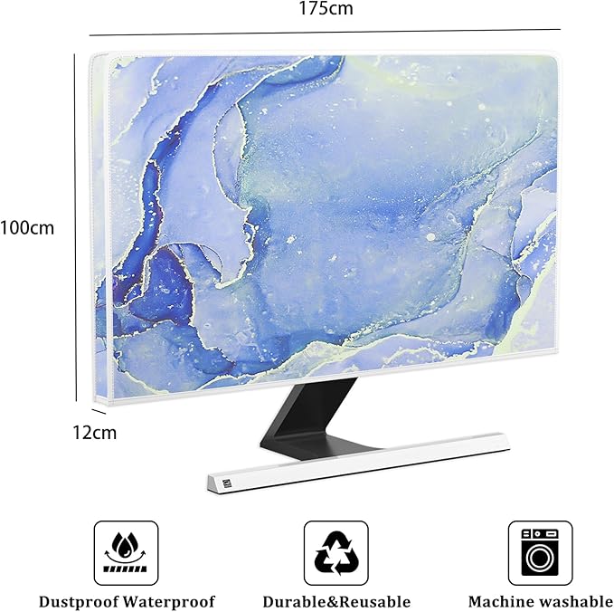 Baocicco Modern Violet Marble Waterproof TV Cover Anti-Static Dustproof Protective Cover for LCD/LED/HD 75 Inch Decorative Monitor Accessories Covers for Television LED LCD OLED TVs Screen