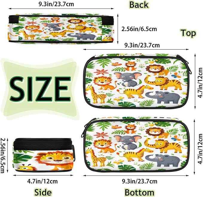 Pardick Pencil Case，Cute Animals Big Capacity Pencil Pouch Coin Pouch Stationery Organizer For Teen School
