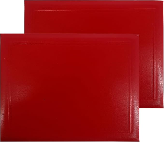 GraduationMall 8.5"x11" Smooth Padded Diploma Cover Certificate Holder Red,2-Packs