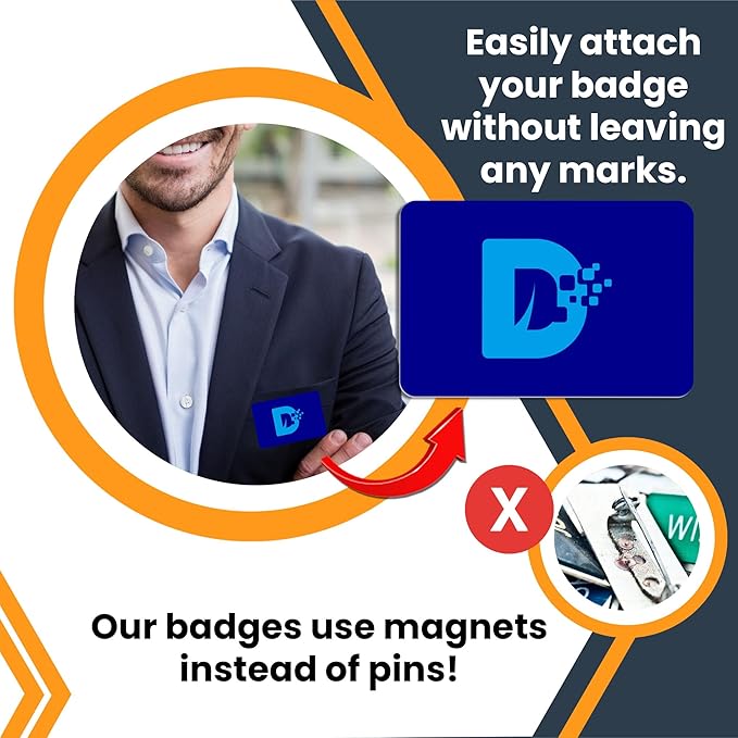 Magnet Me Up Custom Printed Magnetic Name Tag Badge - Image Only, 2x3 inch, Full-Color Customizable Identification Label, for Schools, Offices, Businesses, Made in USA