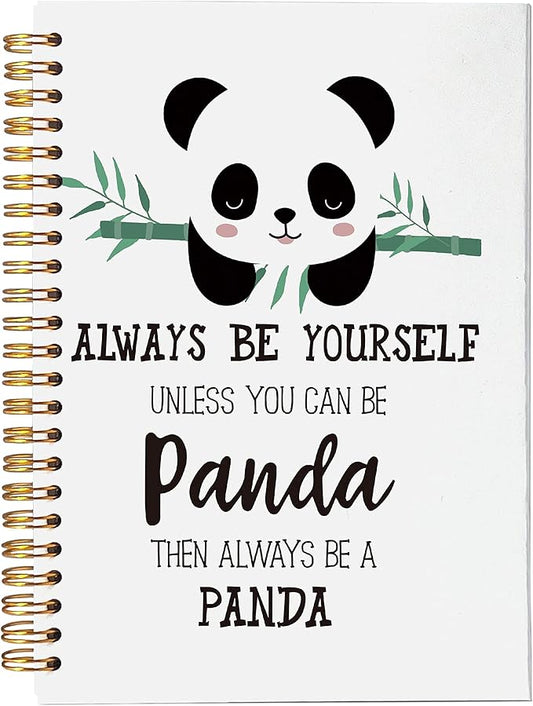 VNWEK Cute Panda Always Be Yourself Unless You Can Be a Spiral Notebook Journal 5.5 x 8.3 inches,Panda Lover Gifts Themed Lined Hardcover Spiral Notebook