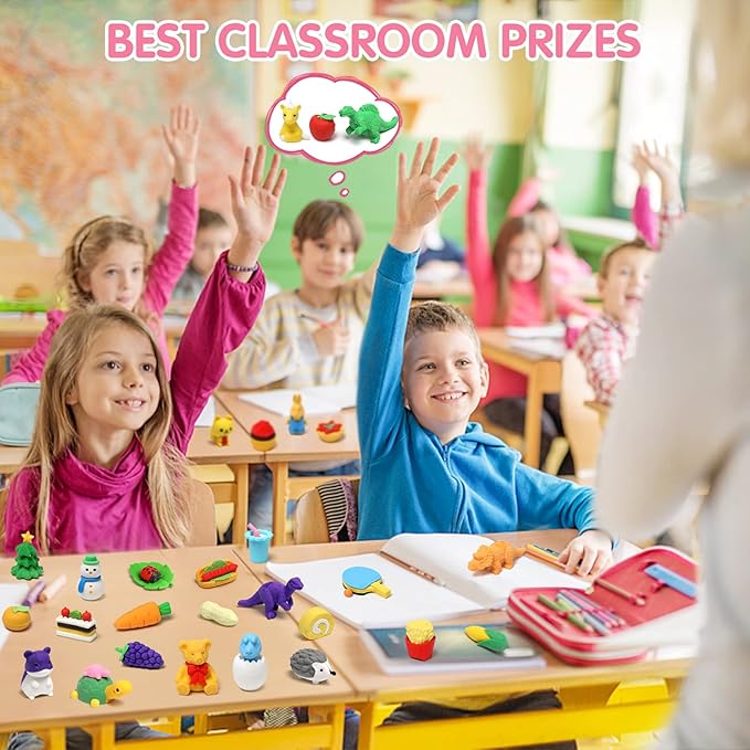 150 Pack Animal Erasers for Kids Puzzle Pencil Erasers 3D Mini Eraser Toys for Classroom Prizes Game Reward Easter Egg Fillers Goodie Bag Stocking Stuffers Treasure Box Party Favors for Kid Gifts
