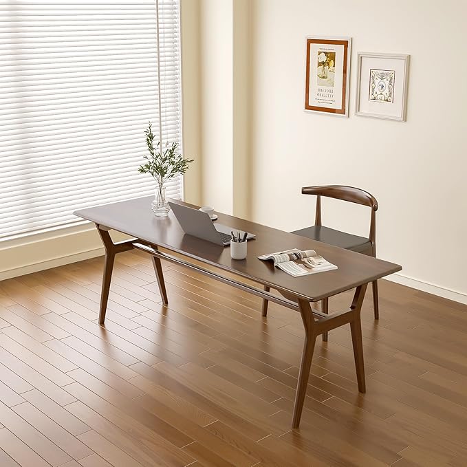 OSCHF Solid Wood Study Desk - 71" Double Long Computer Table for Home Office, 2-Person PC Workstation, Walnut