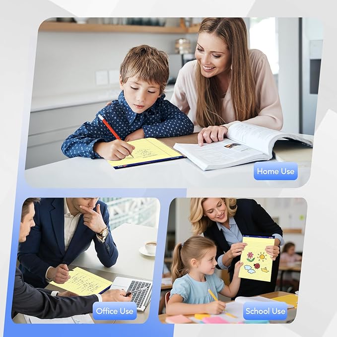 WritePads Legal Pads 8.5 x 11,Wide Ruled Note Pads, Canary, 6-Pack, 50 Sheets, Sturdy back, No Bleeding Micro-Perforated Writing Pads for School Office, Made in the USA