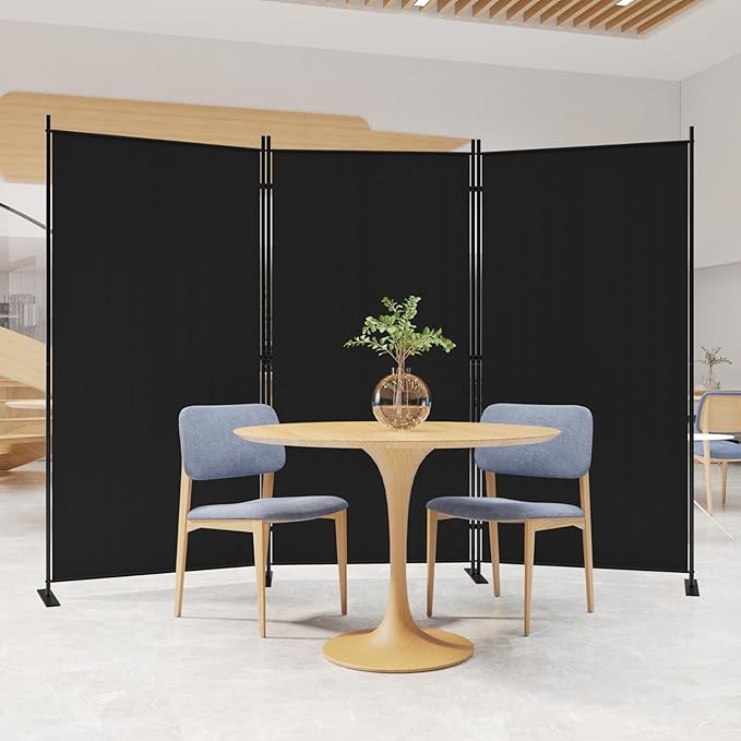 C-Hopetree 3 Panels Room Divider, 6 Ft Tall Indoor Folding Privacy Screen, Portable Partition Separator, Freestanding Separation Temporary Wall for Office, Bedroom, 102" W X 71" H, Black