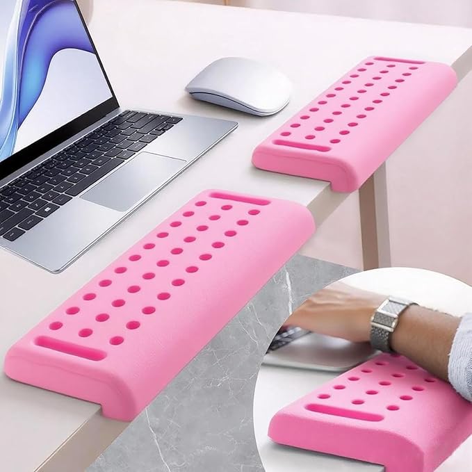 Pack of 2 L-Shaped Wrist Rest Keyboard, Memory Foam Arm Rest Desk, Ergonomic Wrist Rest for Palm, Wrist & Forearm, Office & Home(Pink)