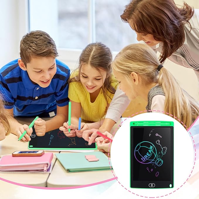 Tinlade 12 Pack LCD Writing Tablets for Kids, 8.5 Inch Erasable Doodle Boards Portable Electronic Drawing Pads, Learning Bulk Toys Gifts for Christmas School(Pink, Green, Red, Blue)