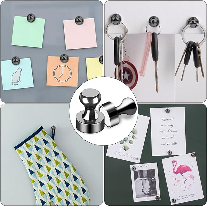 LOVIMAG Fridge Magnets 12Pcs Refrigerator Whiteboard Small Strong Magnet Classroom Kitchen Accessories Decorative Locker Set Decor Must Haves Office Calendar Refrigerador Magnetic Cute Crafts Black