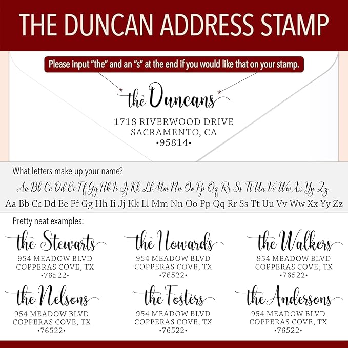 The Duncans Personalized Self-Inking Address Stamp | Envelope Return Address Stamp for Couples and Families | Custom Rubber Address Stamp (2, Medium)