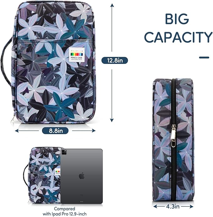 YOUSHAERS 300 Slots Pencil Case - Color Pencil Case Organizer Pen Case with Multilayer Holder for Prismacolor Colored Pencils & Gel Pen (Leaves)