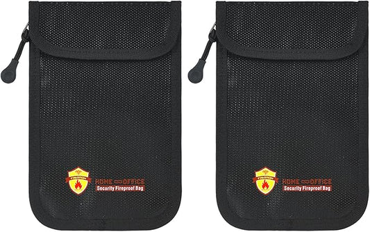 2 Pack Small Fireproof Wallet Pouch, Non-Itchy Waterproof Cash Bag with Zipper, 8 x 5.12 inch, Black, Safe-Accessories