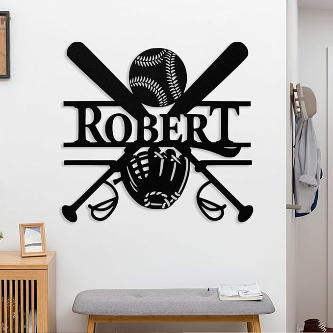 Personalized Baseball Metal Sign Custom Name Sign Baseball Player Gift Boys Room Decor Softball Lover Present Sports Wall Art Decorations Gift for Team,Dad,Husband,Son