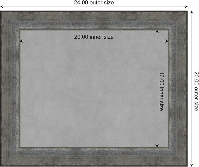 Amanti Art Silver Framed Magnetic Board 20x24 Small Vision Board for use with Magnets, 100% Metal Sheet to Display Items as Office Decor or for Home Organization in mudroom, Kitchen or Kids Room