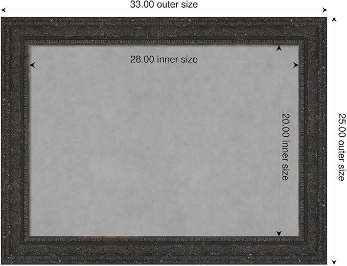 Amanti Art Black Framed Magnetic Board 25x33 Medium Vision Board for use with Magnets, 100% Metal Sheet to Display Items as Office Decor or for Home Organization in mudroom, Kitchen or Kids Room