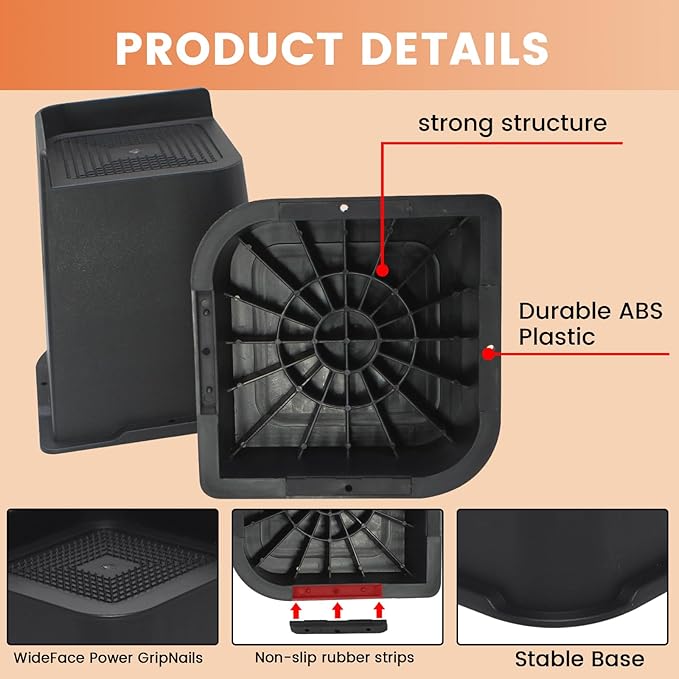 MXMZHXU Bed Risers 2 inch, 3 inch, 4 inch, 6 inch or 8 inch Heavy Duty Furniture Risers, Up to 6000 Lbs L Shaped Design Bed Lifts Blocks for Couch Desk Sofa Table (Black, 4 Inch 8 Pack)