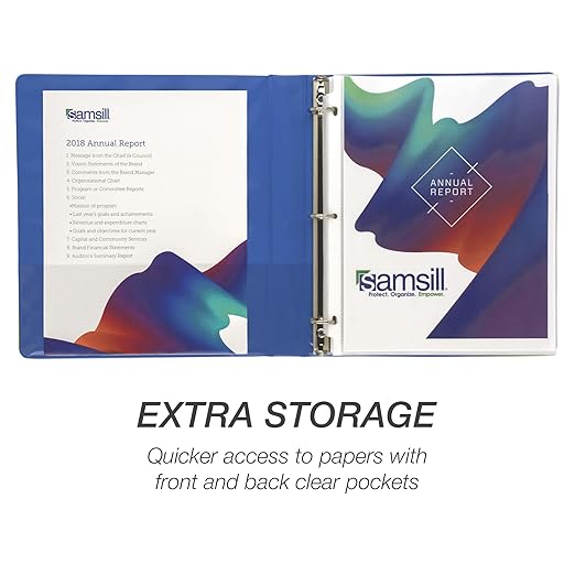 Samsill 1 Inch 3 Ring Binders, Made in USA, Economy Round Ring, Clear View Cover, 200 Sheet Capacity - for School, Home, Office - Blue, 12 Pack
