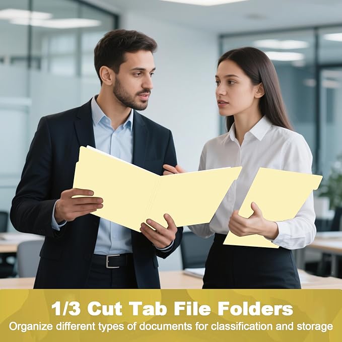 Manila Folders, HERKKA 170 Pack 1/3 Cut Tab File Folders, Manila Folders 8.5 x 11 Designed for Office and Classroom Use, Letter Size