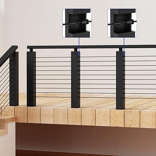 BLIKA 80 Pack Black Stainless Steel Protector Sleeves for 1/8" 5/32" or 3/16" Deck Cable Railing, for Wood/Composite Posts, T316 Marine Grade, Black Cable Railing Protector Sleeves