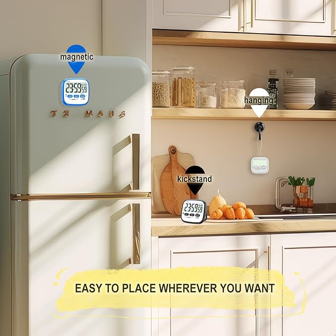 AyayaBoss 2-Pack Magnetic Kitchen Timers for Cooking, Digital Stop Watch Countdown Timer for Kids, Teachers, Classroom, Office, Exercise - Battery Included