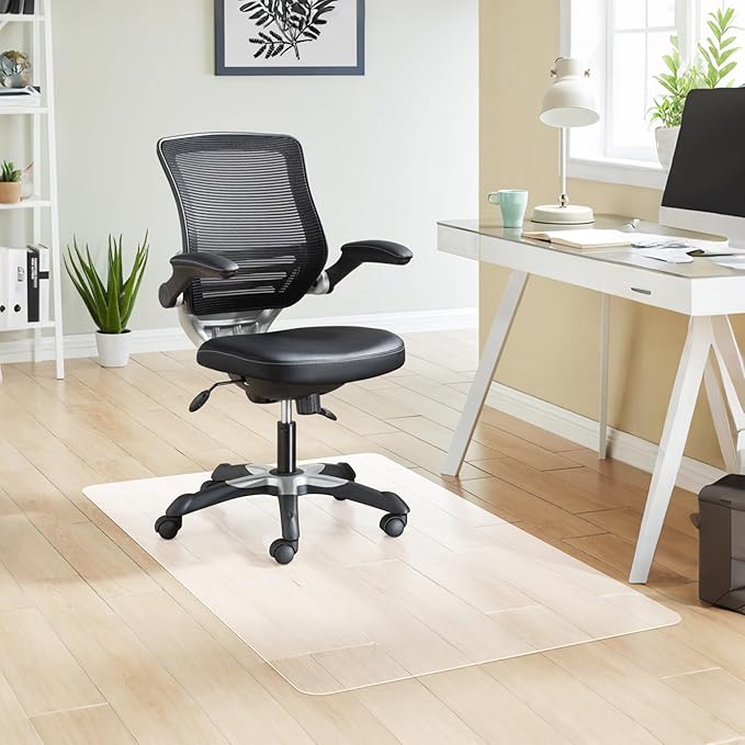 HOMEK Office Chair Mat for Hardwood Floor, 48” x 40” Crystal Clear Hard Floor Chair Mat, Transparent Floor Protector Mat Flat Without Curling