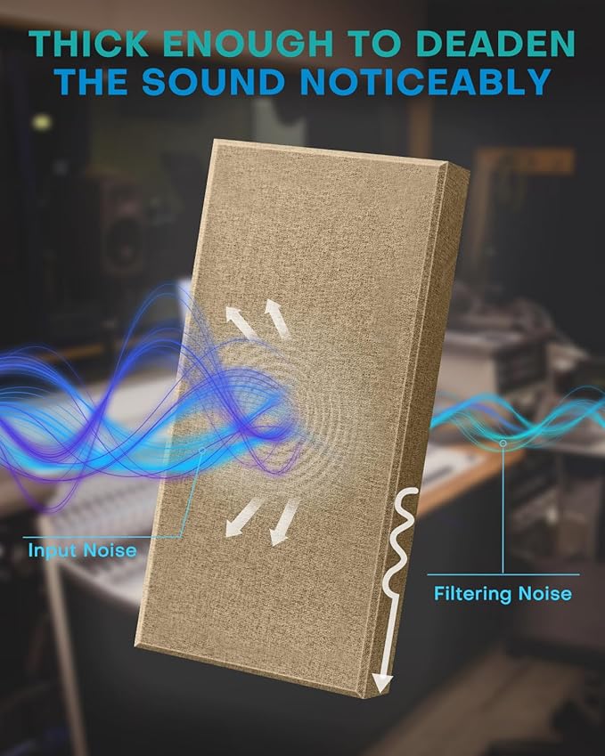 4Pack Fiberglass Acoustic Panels, Self Adhesive Sound Proof Foam Panels for Walls, Sound Dampening Panels for Studios, Office, Home Soundproofing Absorbing Noise Reducing, 23.6x11.8x2.5" Yellow
