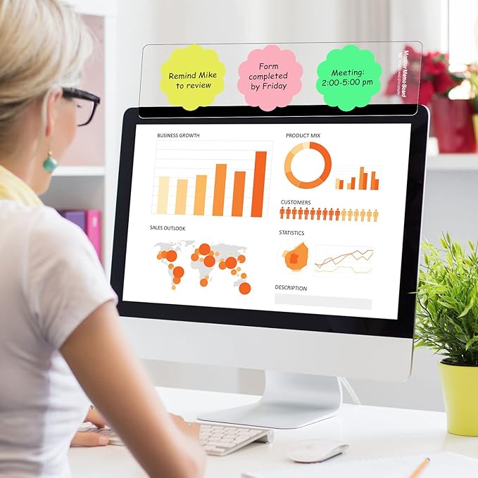 Zonon 12 Pieces Computer Monitor Notes Screen Monitor Memo Board Sticky Note Holder Message Board Computer Side Panel for Office Home Desktop Left and Right