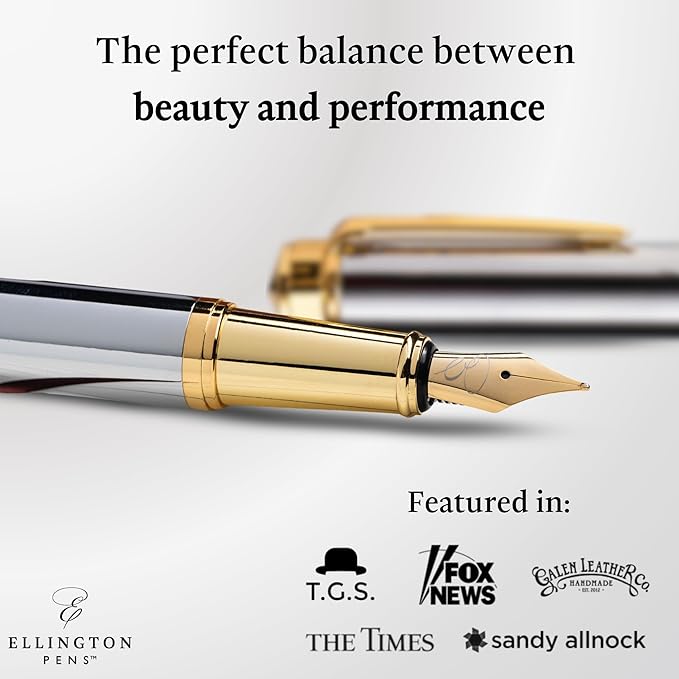 Ellington Pens Luxury Fountain Pen Set - Smooth Medium Nib - Includes 3 Ink Cartridges, Refillable Ink Converter, Gift Box - Fountain Pens For Writing, Calligraphy, Journaling (The Presidential Oath)