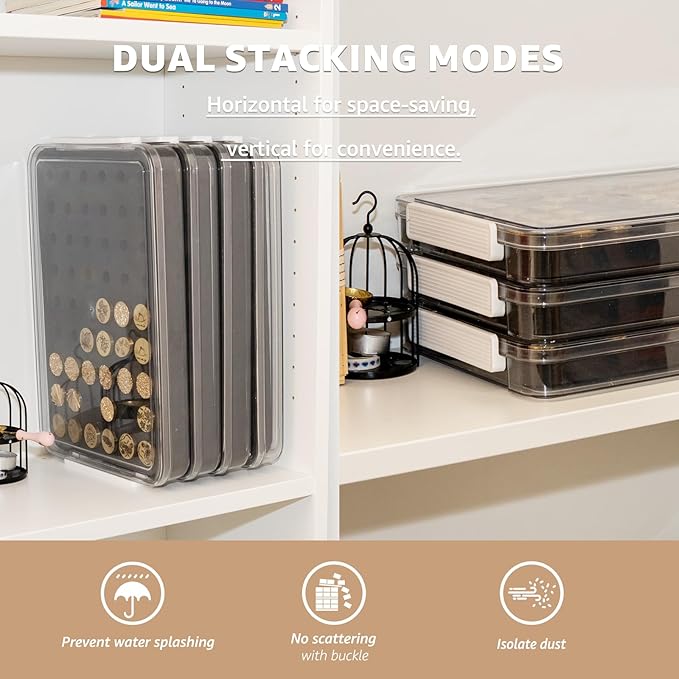 Nuvretk 54 Slot Wax Seal Stamp Head Storage Box - Clear Organizer with Double-Latch Lid, Stackable Design, EVA Foam Pad for Various Stamp Sizes