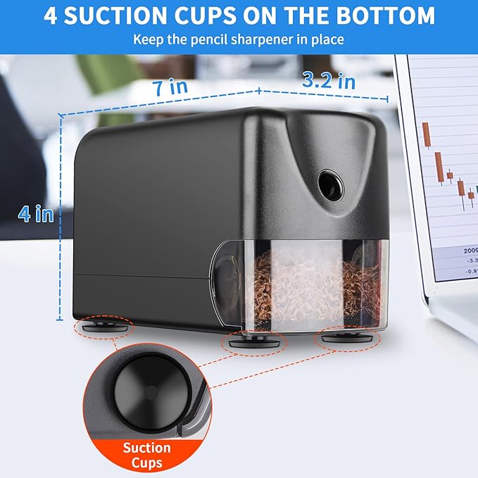 AFMAT Heavy Duty Electric Pencil Sharpener, Classroom Pencil Sharpeners for 6-11mm No.2/Colored Pencils, Auto Stop, Sharp Point, Save Pencils, Teachers Must Haves PSX3