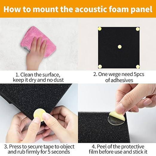 Focusound 300 Pack Yellow Point Double-Sided Adhesive Dots for Acoustic Soundproofing Foam Panels