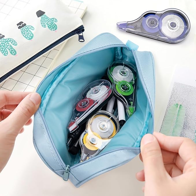 JEFURE 30 Pcs Colorful Correction Tape, 39.4 Ft White Wrong Out Tear-Resistant Bulk, Instant Corrections Easy To Use Applicator for School, Office, Note Taking, Journal (Tape Width 0.2 in, Clear)
