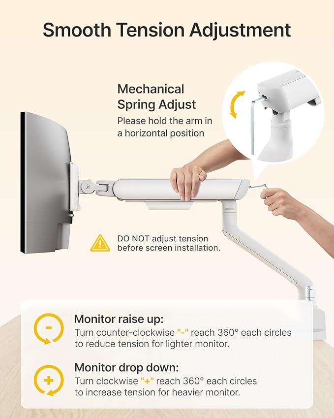 monTEK Dual Monitor Arm, Mechanical Spring Monitor Arm for 17-35" Screens, Adjustable Monitor Desk Mount Each Holds up to 24.2 lbs with C Clamp/Grommet Desk Mount, VESA 75/100mm, MA1011WH-D