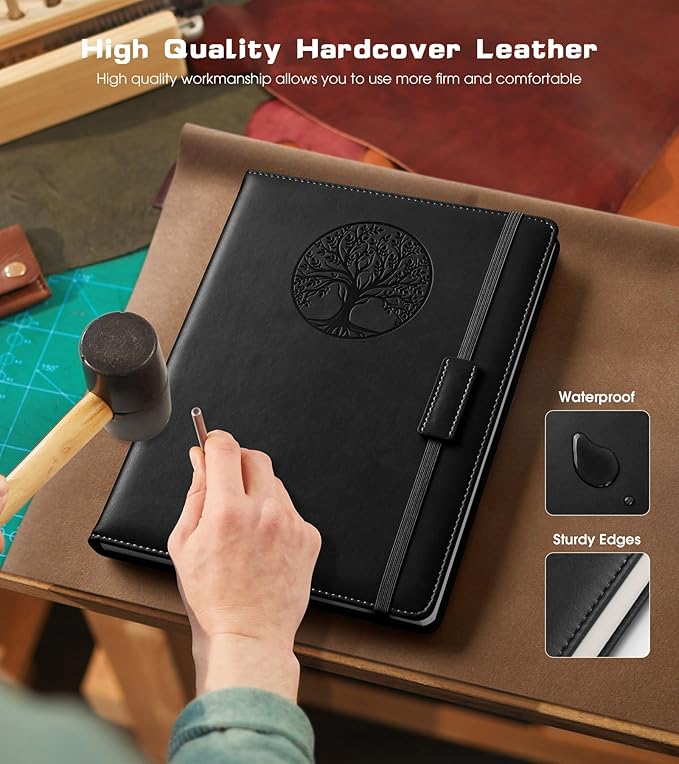 Biuwory Lined Journal Notebook for Women Men,256 Pages B5 Large Hardcover Leather Journals for Writing,Travel,Business,Work & School,College Ruled Notebooks for Note Taking,Diary Notepad 7.8"×10.2"