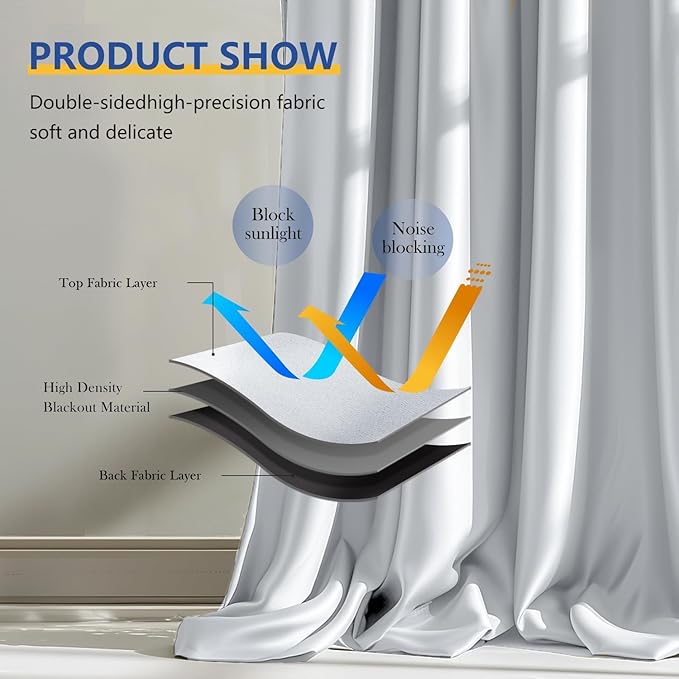 Cbsroro Room Divider Blackout Curtain Track Curtains Wall Dividers Panels Screen for Living Rooms Bedroom Office Privacy Partition Separation, W150 × L96 Inch,1 Panel, White