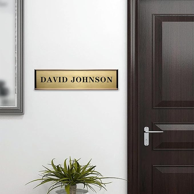 SINKAA Personalized Name Plate for Door or Wall, 2 * 10 inch Custom Office Aluminum Door Name Plates with Two Lines Custom Text, Office Gifts for Coworkers Boss Teacher, Employee Appreciation Gifts