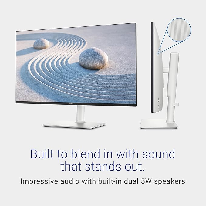 Dell S2725DS Monitor - 27 Inch, QHD (2560x1440) Display, 100Hz refresh rate, 1500:1 contrast ratio, TÜV Rheinland Eye comfort 4 Star,Integrated 2x5W speaker, Height/Tilt/Swivel/Pivot- Ash White color